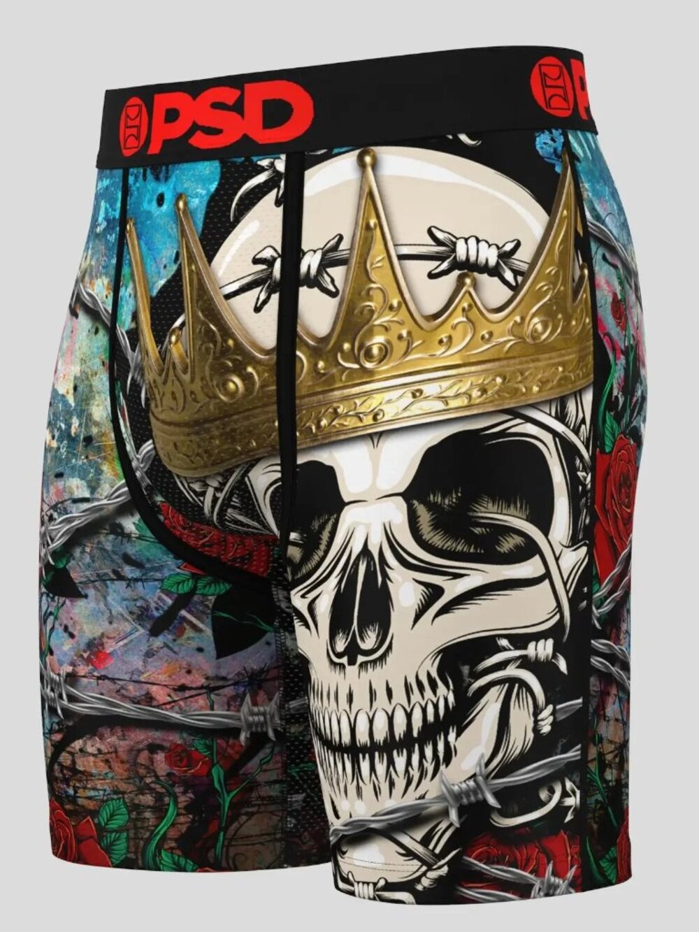 PSD DEATH KING Long Underwear Men's Briefs Boxers Brand New CROWNED SKULL Roses